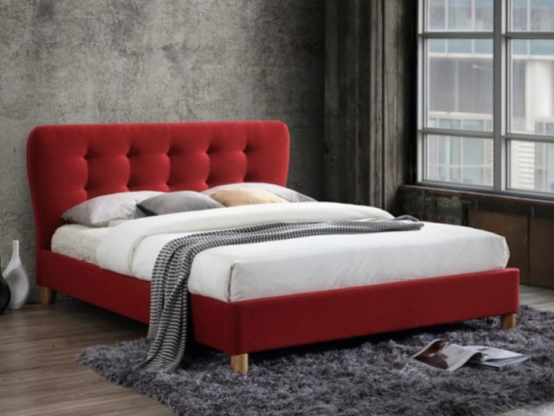 Birlea Stockholm 5ft Kingsize Red Fabric Bed Frame