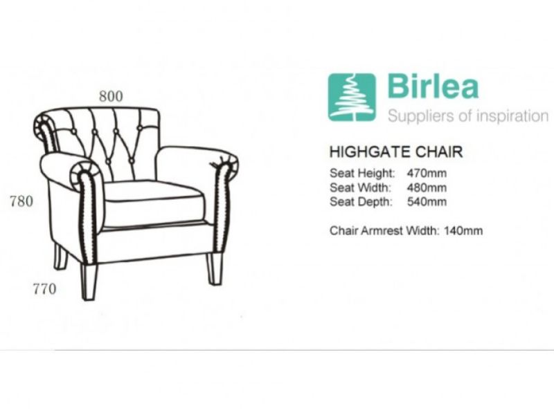 Birlea Highgate Armchair In Steel Fabric