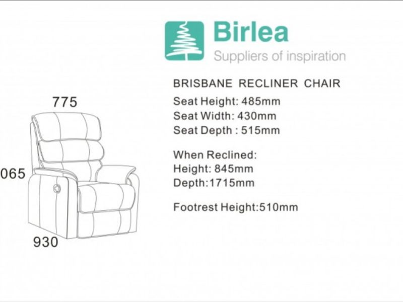 Birlea Brisbane Bronze Brown Faux Leather Recliner Chair