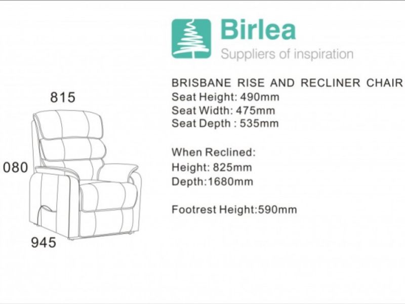 Birlea Brisbane Bronze Brown Faux Leather Rise And Recline Chair