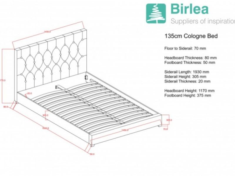 Birlea Cologne 4ft6 Double Steel Fabric Bed Frame