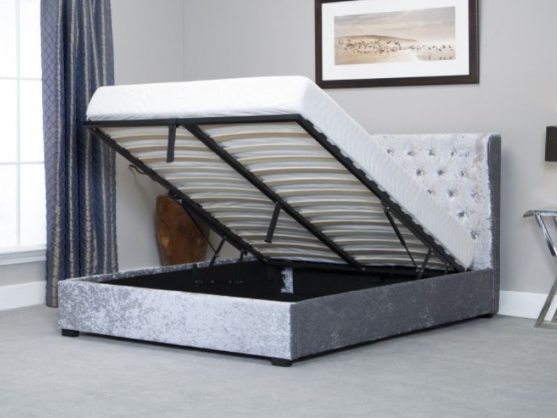 Emporia Kensington 4ft6 Double Silver Fabric Ottoman Bed