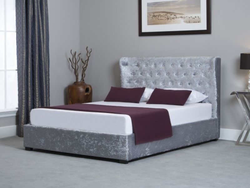 Emporia Kensington 4ft6 Double Silver Fabric Ottoman Bed