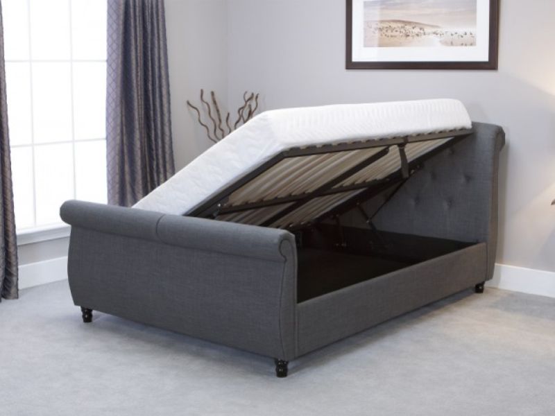 Emporia Soho 4ft6 Double Grey Fabric Ottoman Bed