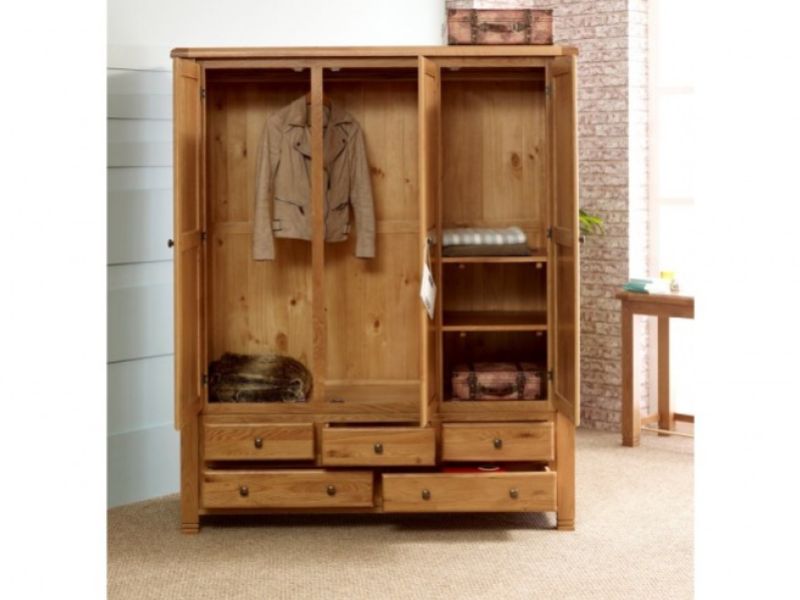 Birlea Woodstock 3 Door 5 Drawer Oak Wardrobe