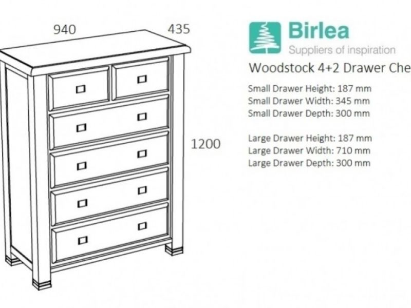 Birlea Woodstock 4 Plus 2 Drawer Oak Chest