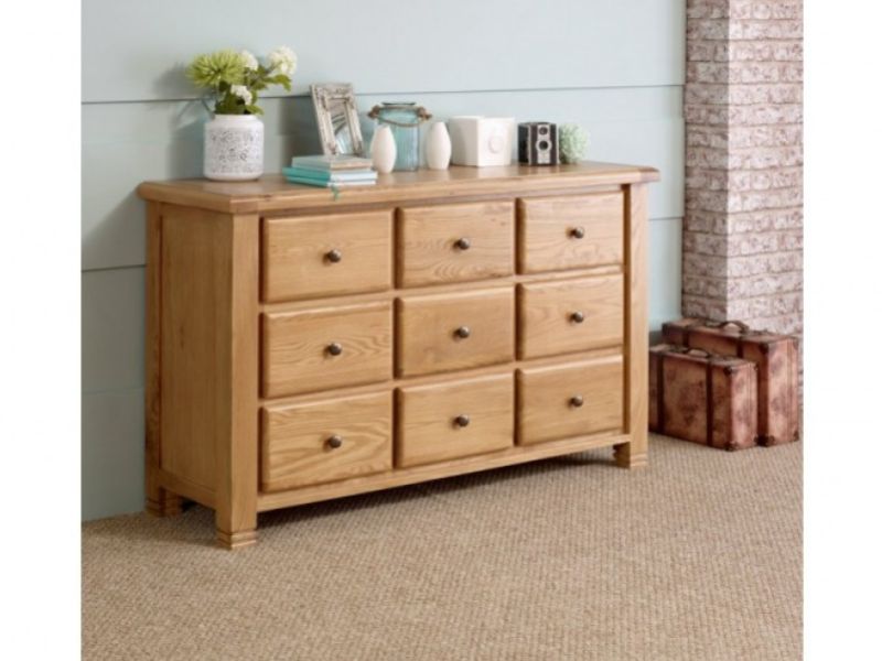 Birlea Woodstock 9 Drawer Oak Chest