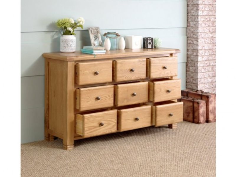 Birlea Woodstock 9 Drawer Oak Chest