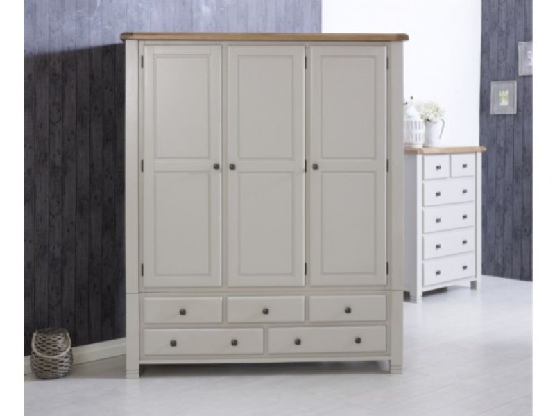 Birlea Woodstock 3 Door 5 Drawer Grey Wardrobe