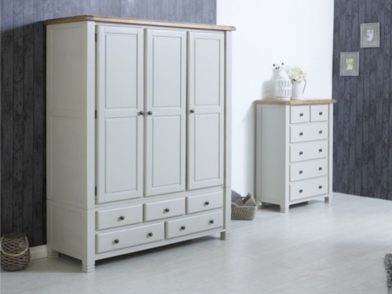 Birlea Woodstock 3 Door 5 Drawer Grey Wardrobe