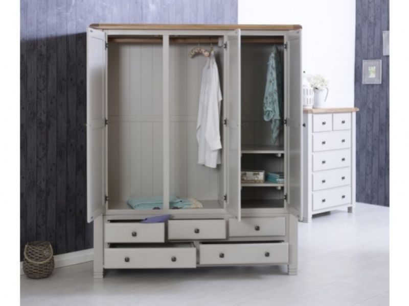 Birlea Woodstock 3 Door 5 Drawer Grey Wardrobe