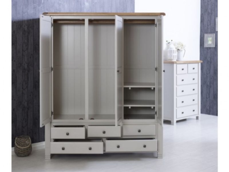 Birlea Woodstock 3 Door 5 Drawer Grey Wardrobe