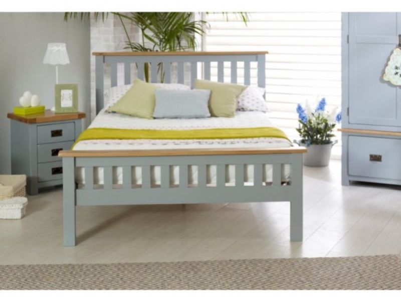 Birlea New Hampshire 4ft6 Double Grey Wooden Bed Frame With High Footend