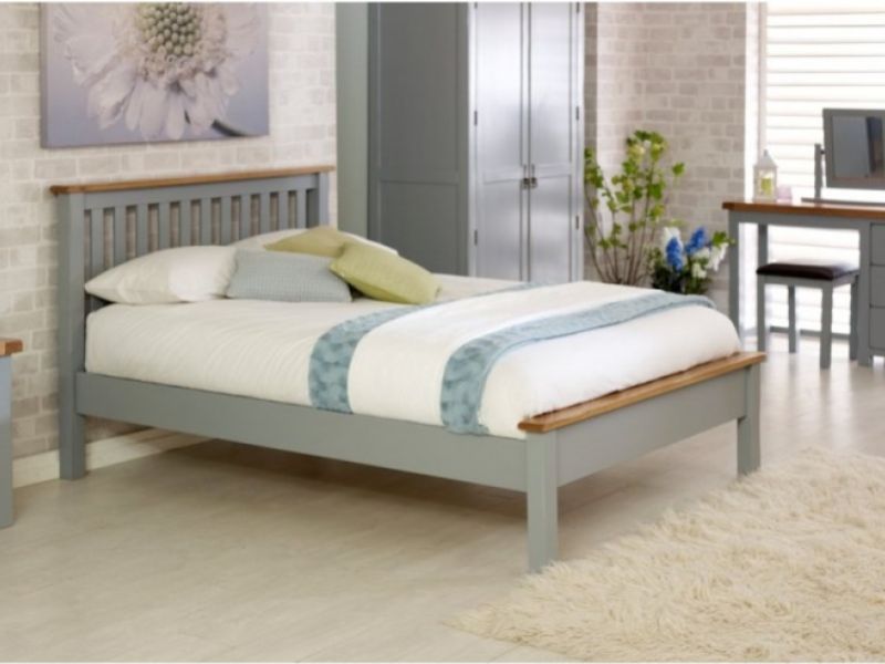 Birlea New Hampshire 4ft6 Double Grey Wooden Bed Frame With Low Footend