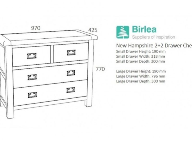 Birlea New Hampshire Grey 2 Plus 2 Drawer Chest