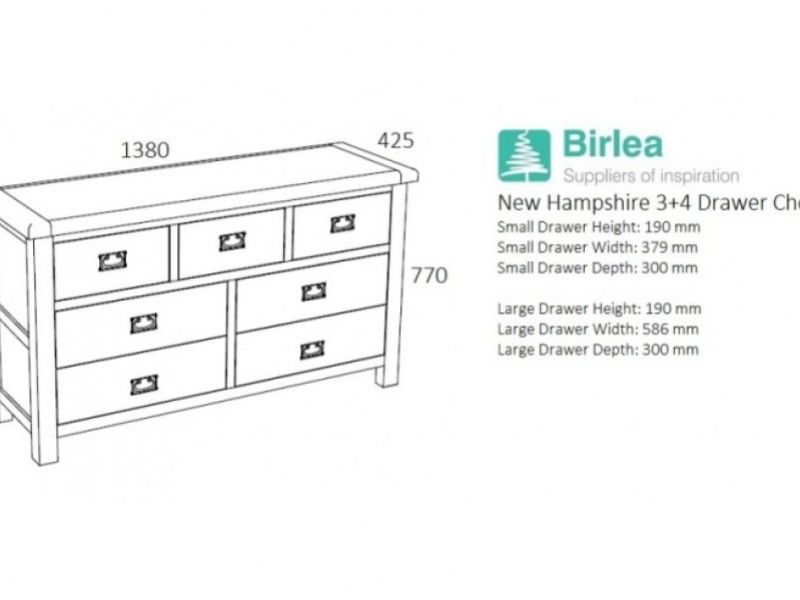 Birlea New Hampshire Grey 4 Plus 3 Drawer Chest