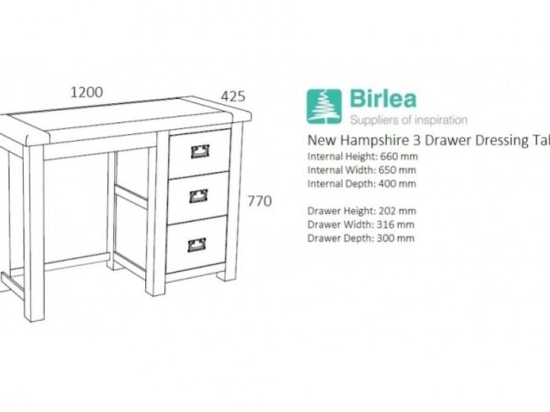 Birlea New Hampshire Grey Dressing Table