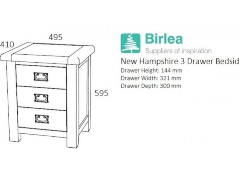 Birlea New Hampshire Grey Bedside