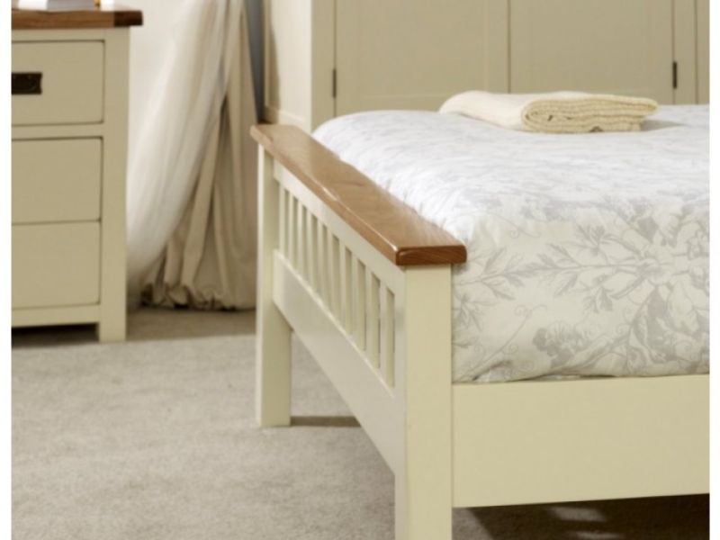 Birlea New Hampshire 4ft6 Double Cream And Oak Wooden Bed Frame With High Footend