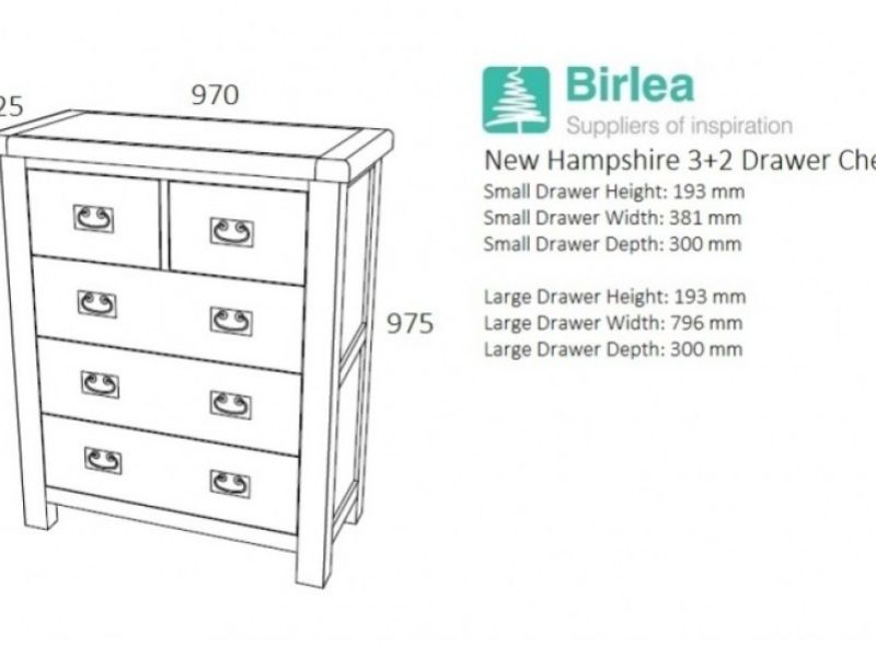 Birlea New Hampshire Cream And Cream 3 Plus 2 Drawer Chest