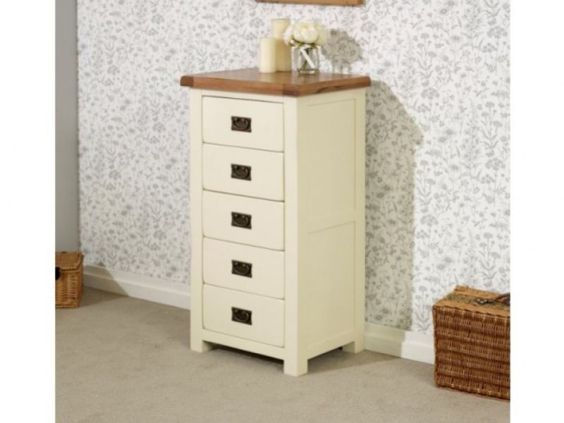 Birlea New Hampshire Cream And Oak 5 Drawer Chest