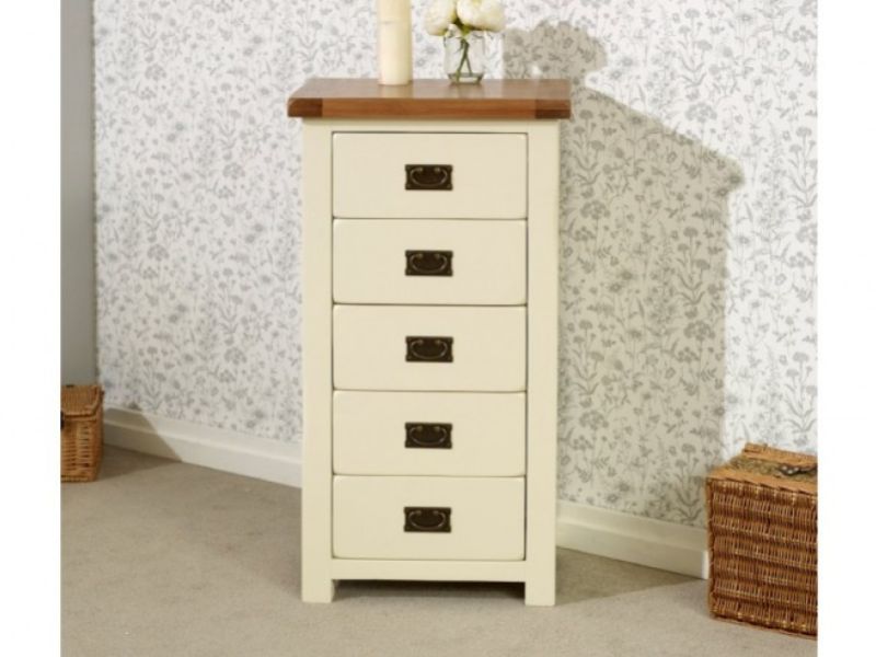 Birlea New Hampshire Cream And Oak 5 Drawer Chest