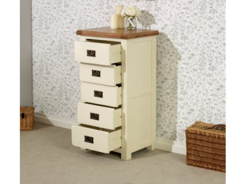 Birlea New Hampshire Cream And Oak 5 Drawer Chest