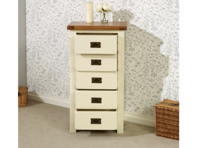 Birlea New Hampshire Cream And Oak 5 Drawer Chest