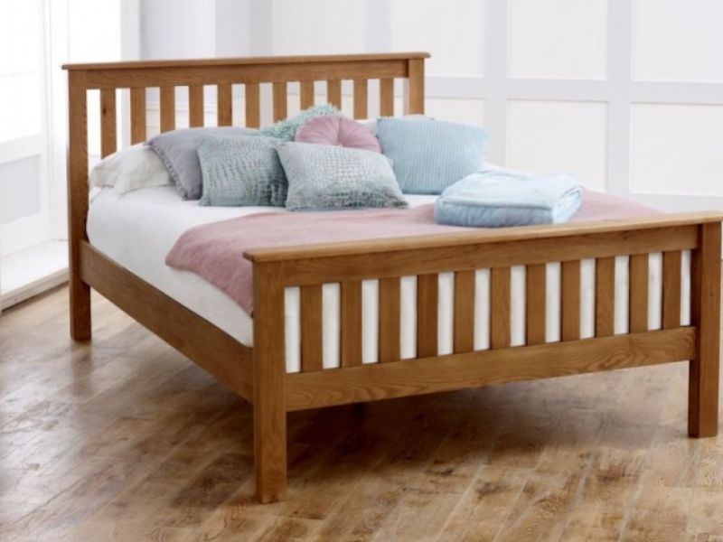 Birlea Malvern 4ft6 Double Oak Wooden Bed Frame With High Footend