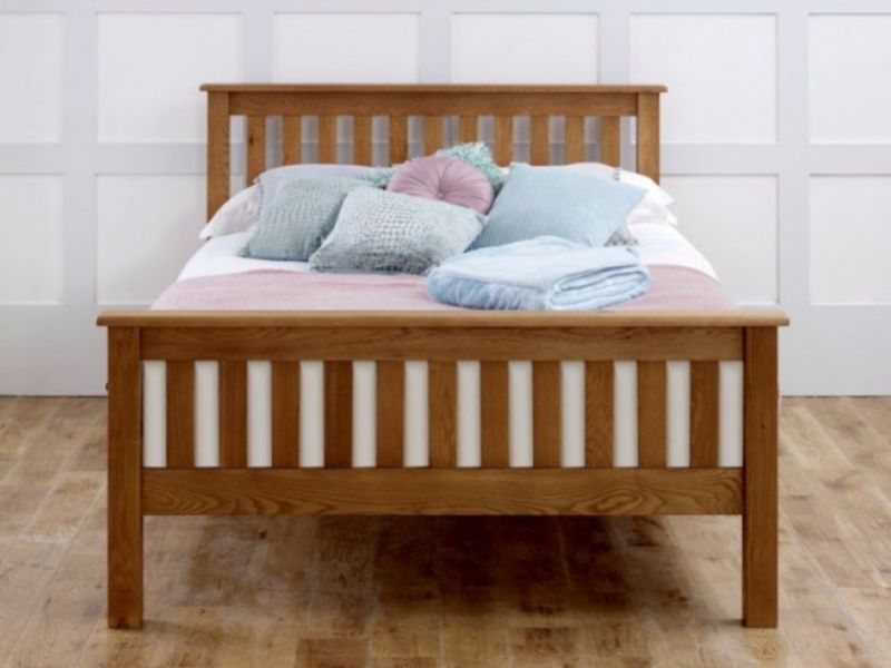 Birlea Malvern 4ft6 Double Oak Wooden Bed Frame With High Footend