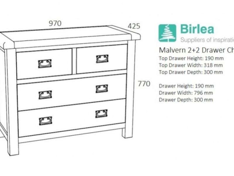 Birlea Malvern Oak 2 Plus 2 Chest Of Drawers