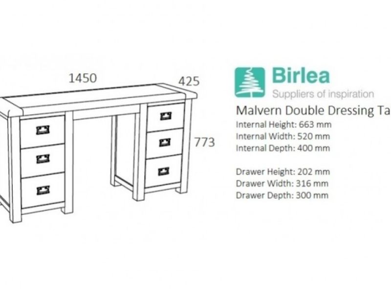 Birlea Malvern Oak Dressing Table