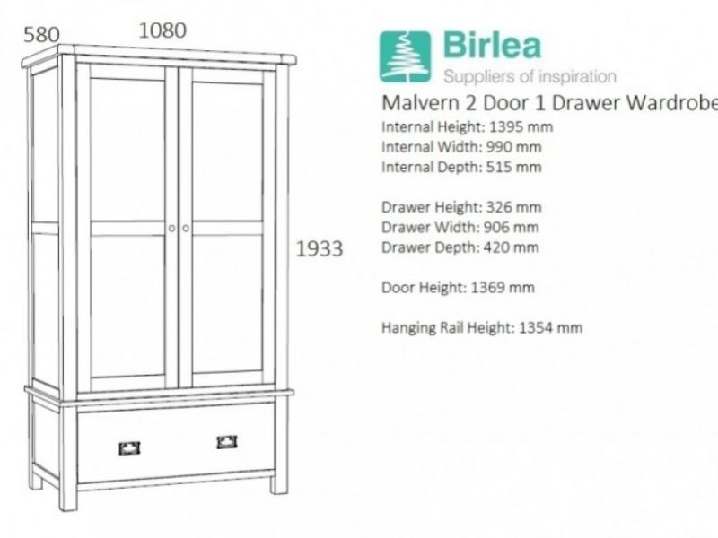 Birlea Malvern Oak Wardrobe