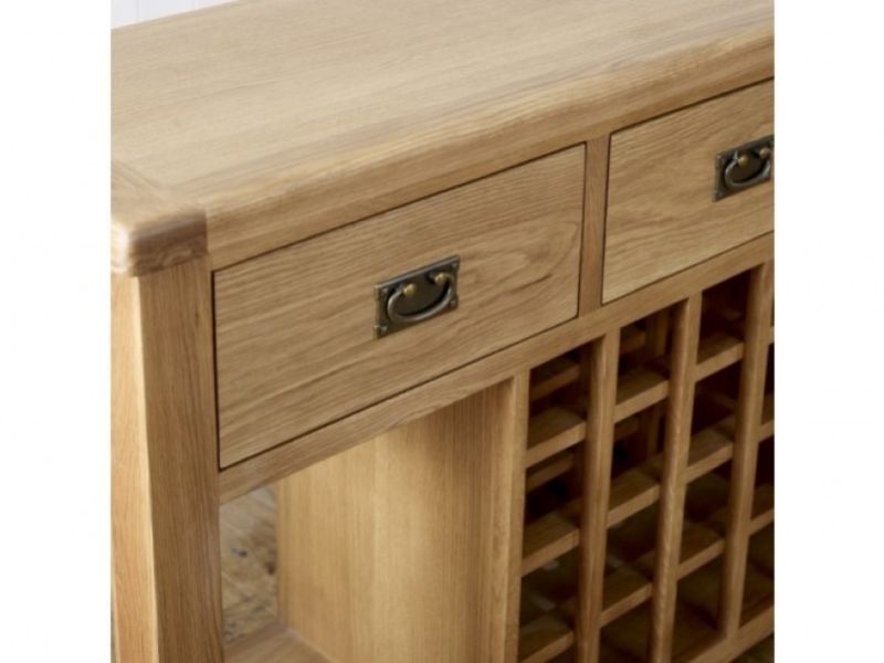 Birlea Malvern Oak 3 Drawer Sideboard With Wine Rack