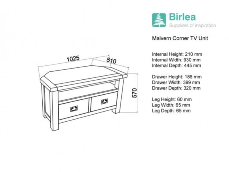 Birlea Malvern Oak Corner TV Unit
