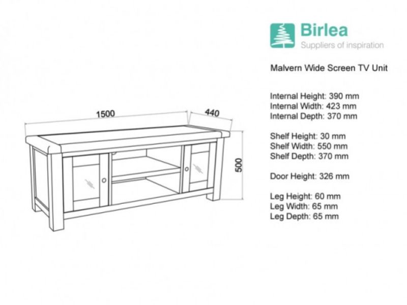 Birlea Malvern Oak Wide Screen TV Unit