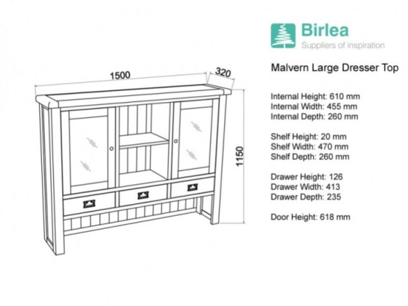 Birlea Malvern Large Dresser Top