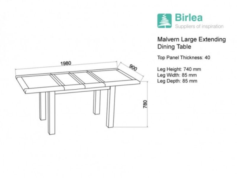 Birlea Malvern Oak Large Extending Dining Table