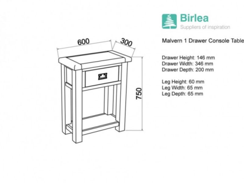 Birlea Malvern Oak 1 Drawer Console Table