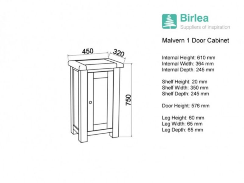 Birlea Malvern Oak 1 Door Cabinet