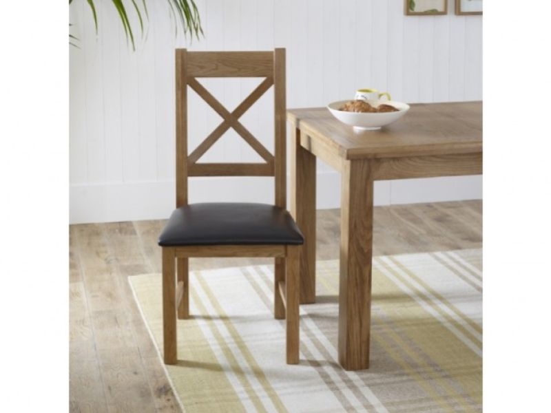 Birlea Malvern Oak Pair Of Cross Back Dining Chairs