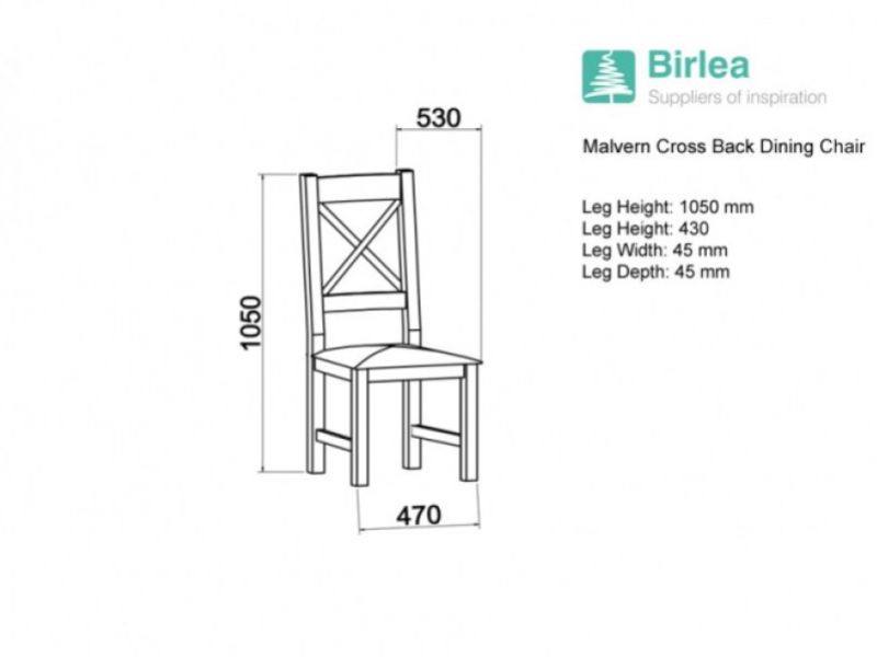 Birlea Malvern Oak Pair Of Cross Back Dining Chairs