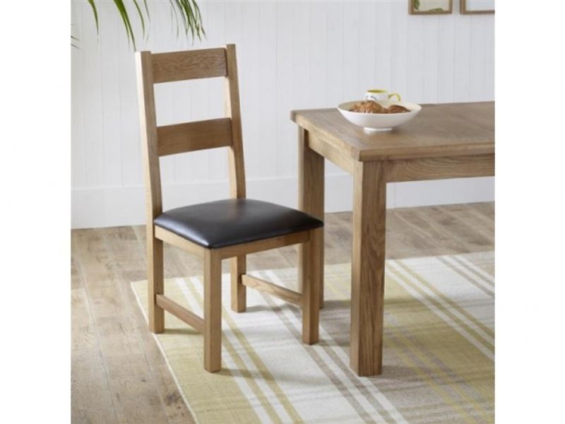 Birlea Malvern Oak Pair Of Ladder Back Dining Chairs