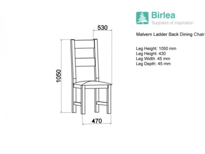 Birlea Malvern Oak Pair Of Ladder Back Dining Chairs