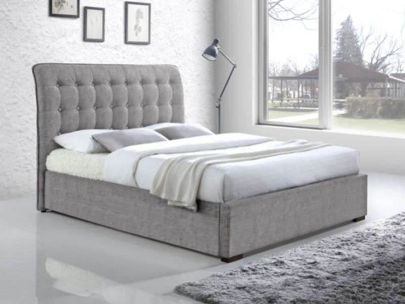 Time Living Hamilton 5ft Kingsize Light Grey Fabric Bed Frame