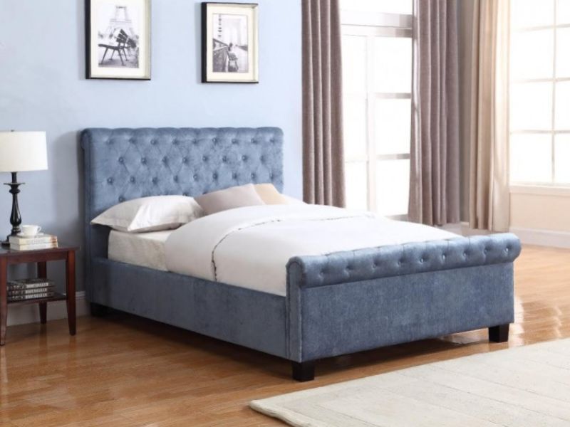 Flair Furnishings Lola 4ft6 Double Blue Fabric Ottoman Bed Frame