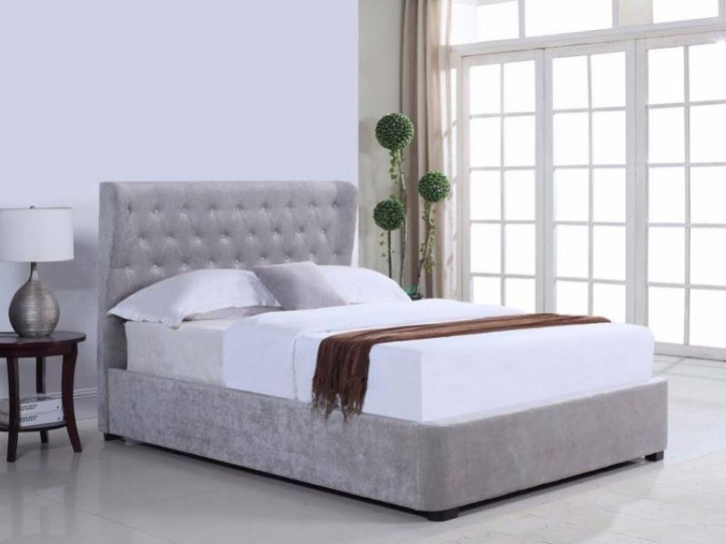 Flair Furnishings Rebecca 5ft Kingsize Silver Fabric Ottoman Bed Frame