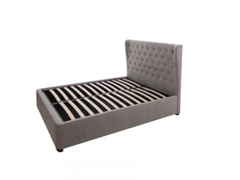 Flair Furnishings Rebecca 4ft6 Double Silver Fabric Ottoman Bed Frame