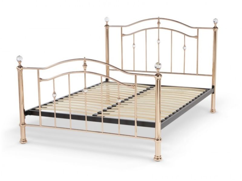 Serene Ashley 4ft6 Double Rose Gold Metal Bed Frame with Crystals