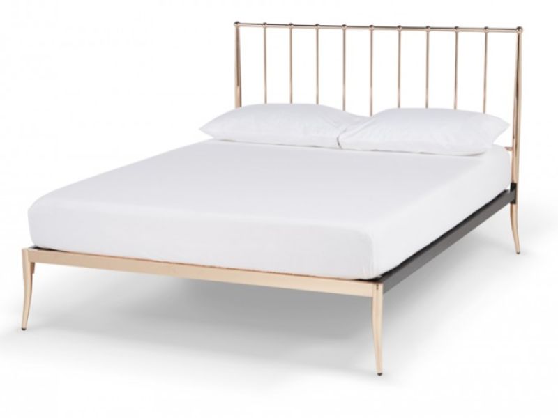 Serene Saturn 4ft Small Double Rose Gold Metal Bed Frame